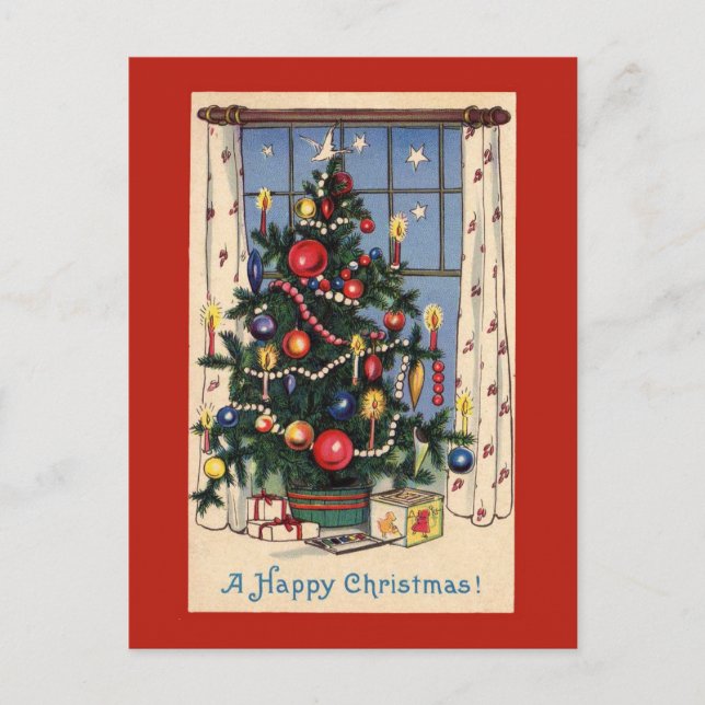 Vintage Christmas Tree Postcard (Front)