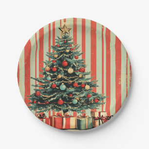 Vintage Christmas Tree Retro 1940's magazine  Paper Plate