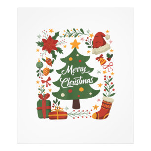 Vintage Christmas Tree Santa Hat 80s 90s Merry Chr Photo Print