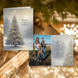 Vintage Christmas Tree Snowy Forest Family Photo Invitation