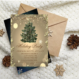 Vintage Christmas Tree Stars Holiday  Invitation