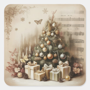 Vintage Christmas Tree Stickers