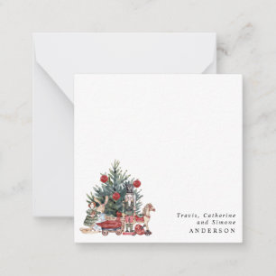 Vintage Christmas Tree Toys Nutcracker Holiday Card