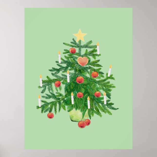 Vintage Christmas Tree with a Star   Poster (Front)