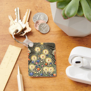 Vintage Christmas, Tree with Candles and a Star Key Ring