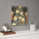 Vintage Christmas, Tree with Candles and a Star Square Wall Clock<br><div class="desc">Vintage illustration Victorian Era Merry Christmas holiday design featuring a decorated Christmas tree with burning candles,  a shining star,  ornaments and stockings.</div>