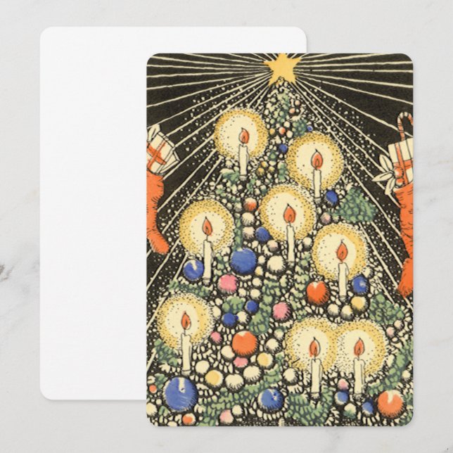 Vintage Christmas Tree with Candles Invitation (Front/Back)