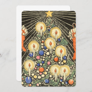 Vintage Christmas Tree with Candles Invitation