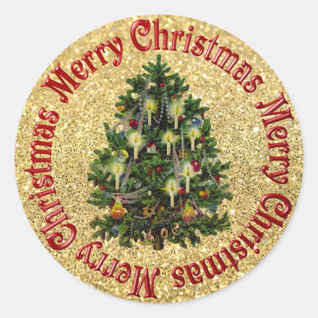 vintage christmas tree with candles stickers (Front)