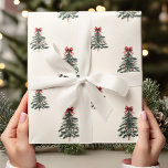 Vintage Christmas Tree with Red Bow Minimalist  Wrapping Paper<br><div class="desc">Wrap your holiday gifts with charm using this Vintage Christmas Tree Wrapping Paper. Featuring a realistic, cute Christmas tree topped with a red bow, this design blends a classic holiday look with a modern, minimalist twist. The neutral colours make it versatile and perfect for a range of holiday gifts, adding...</div>