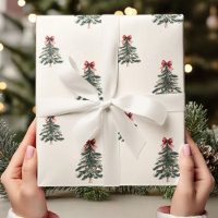 Vintage Christmas Tree with Red Bow Minimalist