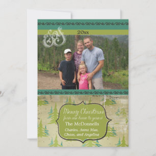 Vintage Christmas Trees Custom Photo Holiday Card