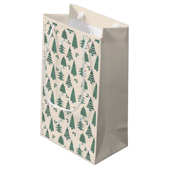 Vintage Christmas Trees Gift Bag (Back Angled)