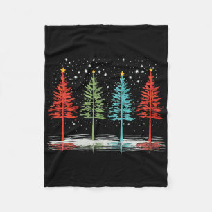 Vintage Christmas Trees Hand Drawing Christmas Tre Fleece Blanket