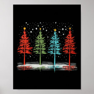 Vintage Christmas Trees Hand Drawing Christmas Tre Poster