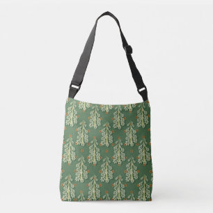 Vintage Christmas Trees Illustration Pattern Crossbody Bag