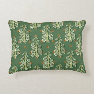 Vintage Christmas Trees Illustration Pattern Decorative Cushion