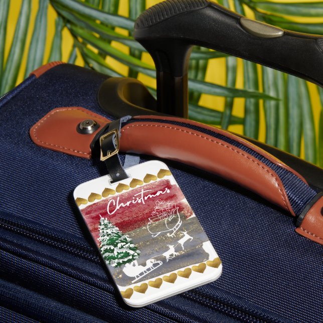 Vintage Christmas Trees  Luggage Tag (Front Insitu 1)