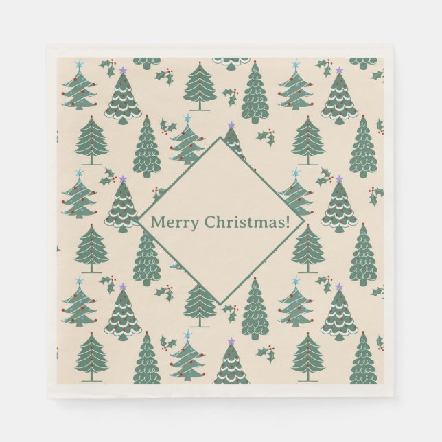 Vintage Christmas Trees  Napkin (Front)