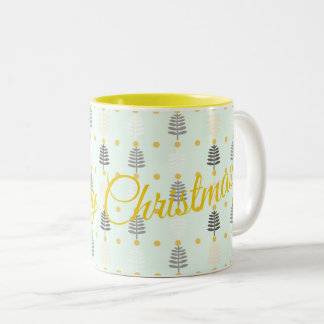 Vintage Christmas Trees Two-Tone Coffee Mug