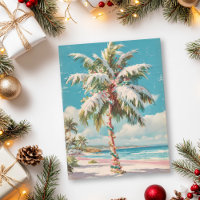 Vintage Christmas Tropical Beach Palm Tree