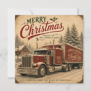 vintage christmas truck flat card