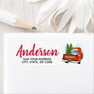 Vintage Christmas Truck Return Address Label