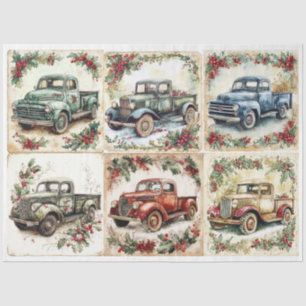 Vintage Christmas Truck Squares Tissue Paper