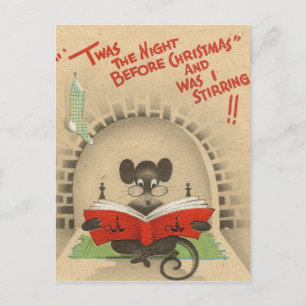 Vintage Christmas twas the night before mouse  Postcard