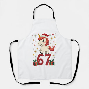 Vintage Christmas Unicorn 67 Cute Holiday Dabbing  Apron