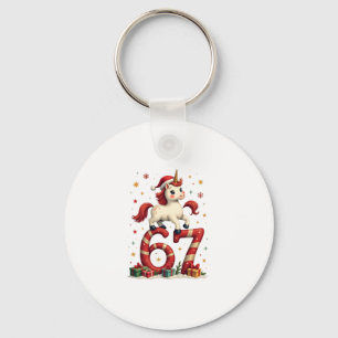 Vintage Christmas Unicorn 67 Cute Holiday Dabbing Key Ring