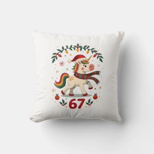 Vintage Christmas Unicorn 6th Birthday Dabbing Gir Cushion