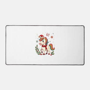 Vintage Christmas Unicorn 6th Birthday Dabbing Gir Desk Mat