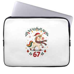Vintage Christmas Unicorn 6th Birthday Dabbing Gir Laptop Sleeve