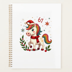 Vintage Christmas Unicorn 6th Birthday Dabbing Gir Planner