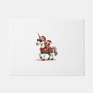 Vintage Christmas Unicorn and Dog Ugly Sweater Sty Doormat