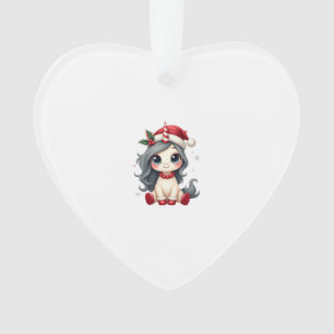 Vintage Christmas Unicorn Girl Cute Holiday Vector Ornament