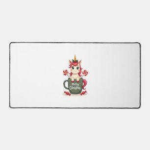 Vintage Christmas Unicorn in Merry Christmas Mug C Desk Mat