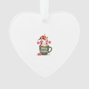 Vintage Christmas Unicorn in Merry Christmas Mug C Ornament