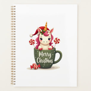 Vintage Christmas Unicorn in Merry Christmas Mug C Planner