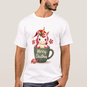 Vintage Christmas Unicorn in Merry Christmas Mug C T-Shirt