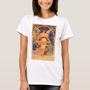 Vintage Christmas, Victorian Angel Reading Bible T-Shirt