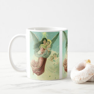 Vintage Christmas, Victorian Angel with Baby Jesus Coffee Mug