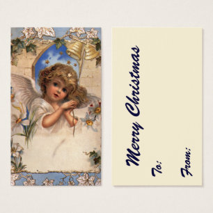 Vintage Christmas, Victorian Angel with Gold Bells