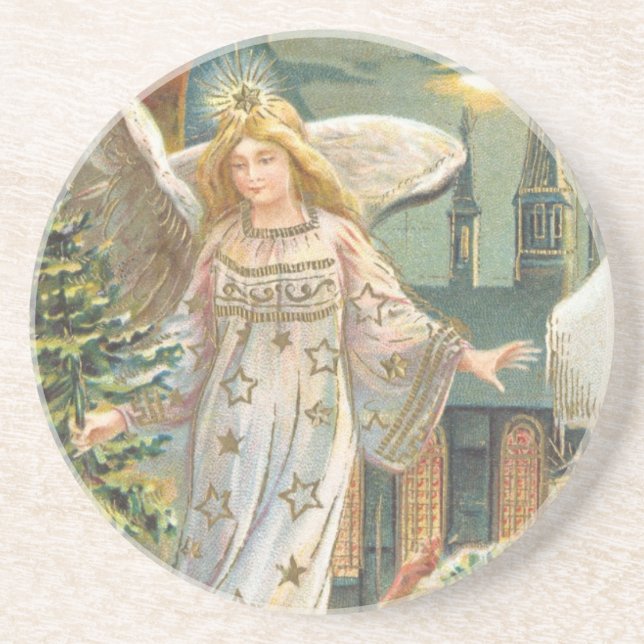 Vintage Christmas, Victorian Angel with Tree Coaster (Front)
