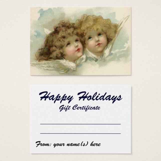 Vintage Christmas, Victorian Angels in the Clouds (Front & Back)