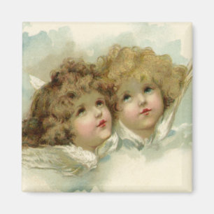 Vintage Christmas, Victorian Angels in the Clouds Magnet