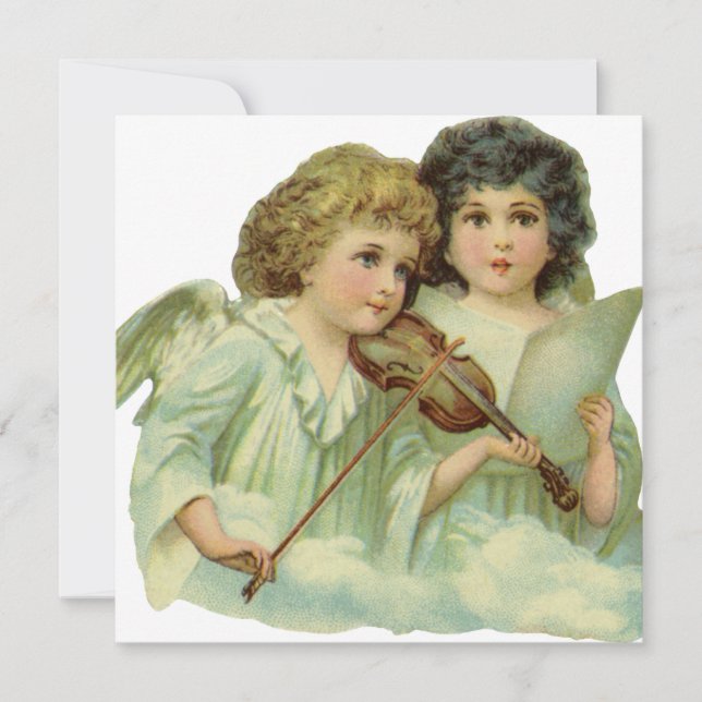 Vintage Christmas, Victorian Angels Invitation (Front)