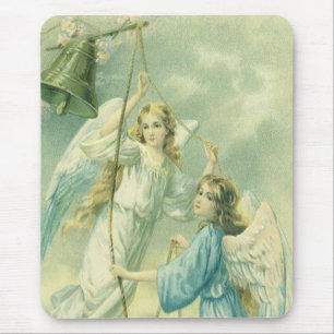 Vintage Christmas, Victorian Angels with a Bell Mouse Pad