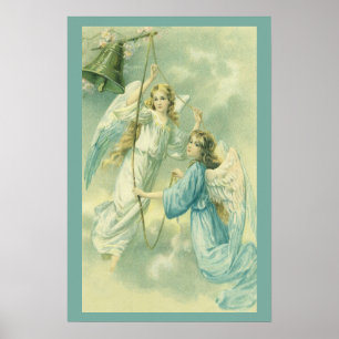 Vintage Christmas, Victorian Angels with a Bell Poster
